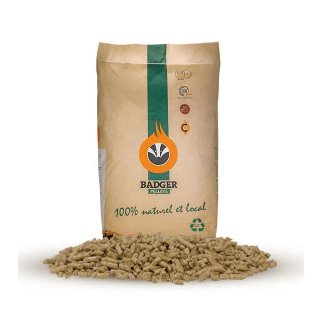 Badger premium witte ENplus A1 houtpellets | pallet 65 zakken à 15 kg | 975 kg