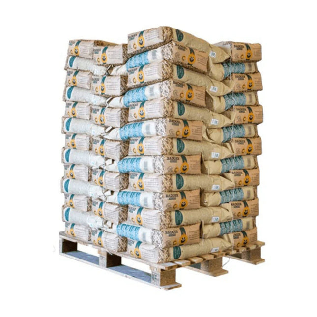 Badger premium witte ENplus A1 houtpellets | pallet 65 zakken à 15 kg | 975 kg